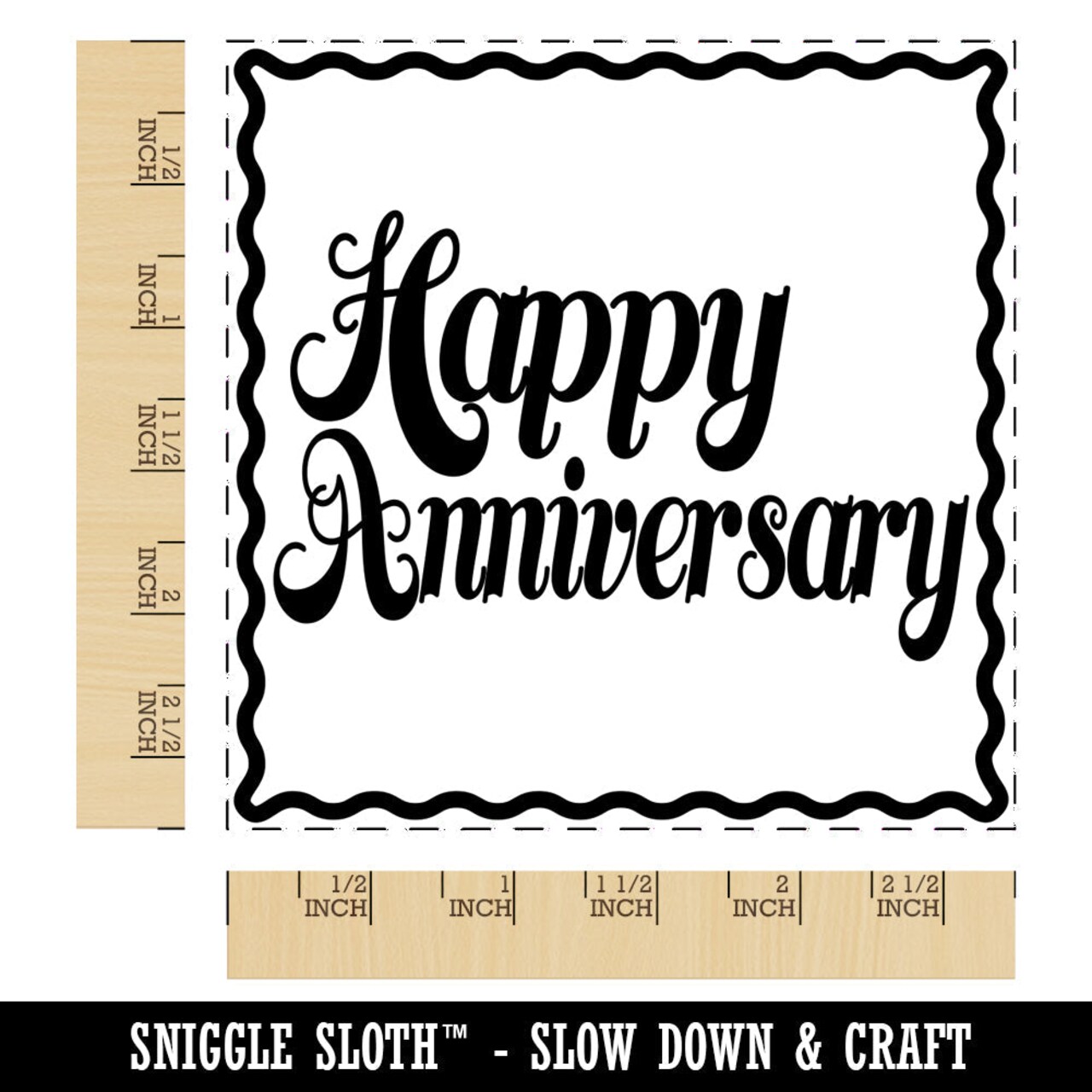 Happy Anniversary Elegant Text Square Rubber Stamp for Stamping Crafting